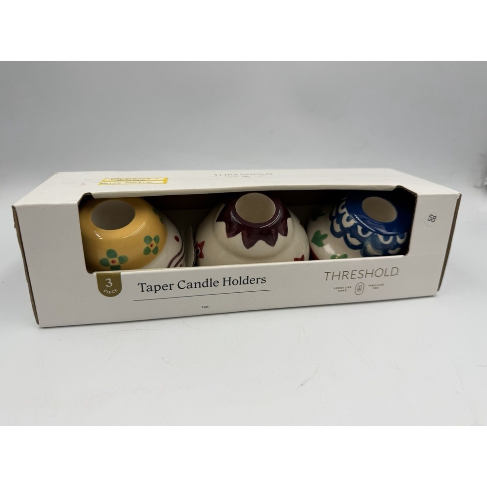 NIB Threshold three piece taper candle holders TABLE DECOR 3 Pk. NEW